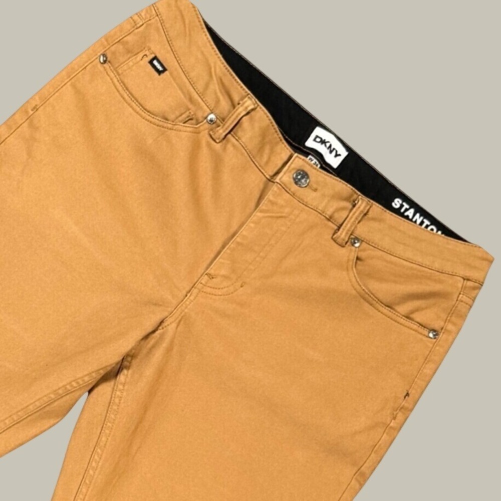 DKNY Stanton Slim Fit Men's 34x32 Tobacco Brown Stretch 5-Pocket Chino Pants